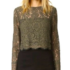 DVF olive lace top, size 0